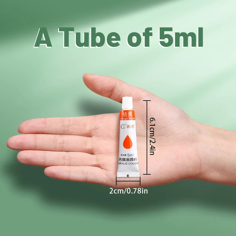 Acrylic Paint Set 12/18/24 Colors 5ml/0.17oz,Water-Proof