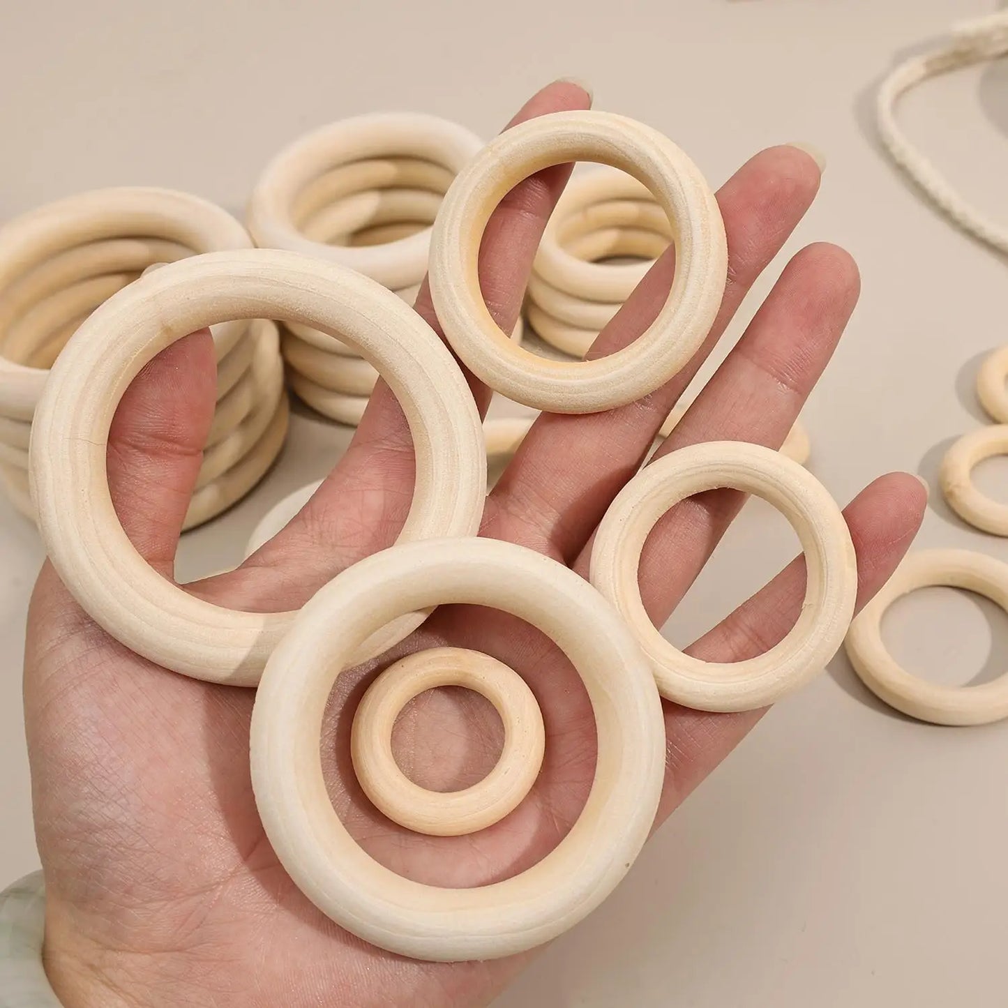Unfinished Solid Wooden Rings Natural Wood Hoops