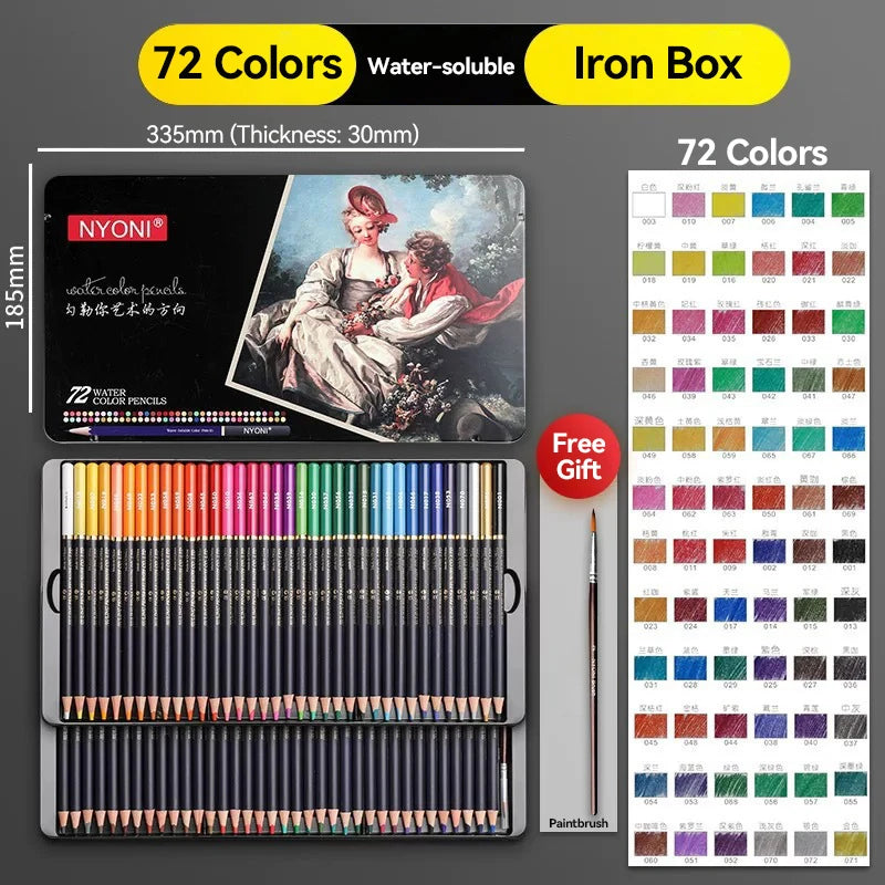 NYONI 24-120Colors Pencils Professional Oil Wood Soft Watercolor Pencil