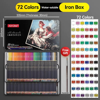 NYONI 24-120Colors Pencils Professional Oil Wood Soft Watercolor Pencil
