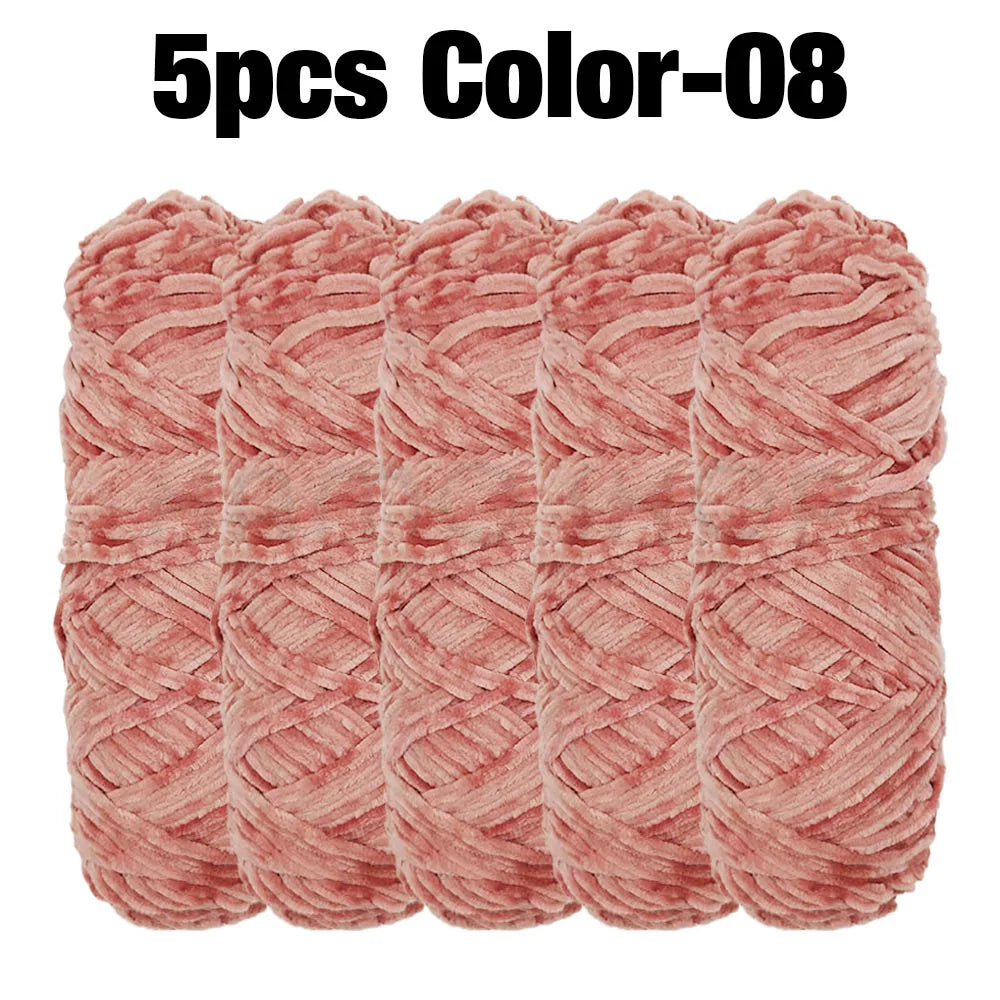 5 Rolls 100g Each Roll Premium Velvet Chenille Yarn