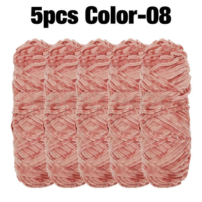 5 Rolls 100g Each Roll Premium Velvet Chenille Yarn