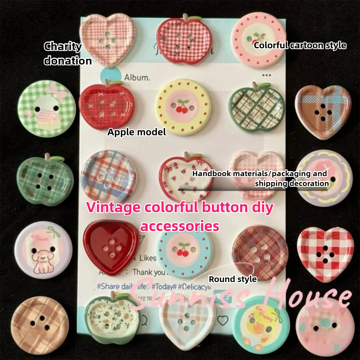 25Pcs Mixed Color Handmade Resin Round 2/4-hole Button