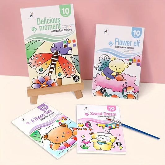 Watercolor Painting Book with 1 Book 1 pen Water Powder