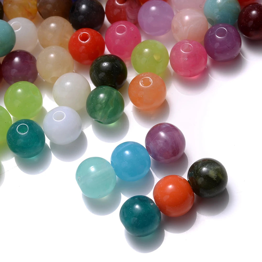 6-18mm Gradient Acrylic Beads Round Cat's Eye  Loose Spacer Beads