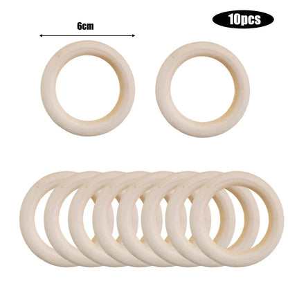 Unfinished Solid Wooden Rings Natural Wood Hoops