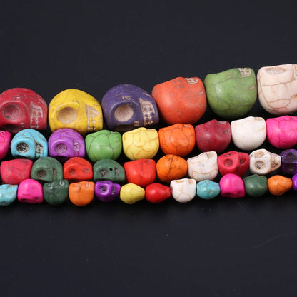 Skull Natural Stone Beads Blue White Turquoise Loose Spacer Beads