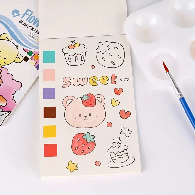 Watercolor Painting Book with 1 Book 1 pen Water Powder