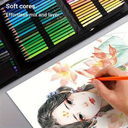 Premium 48/72/120/200 Soft Core Pencils Set with Portable Case