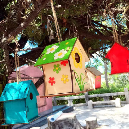 5pcs Unfinished Blank Wooden Birdhouses