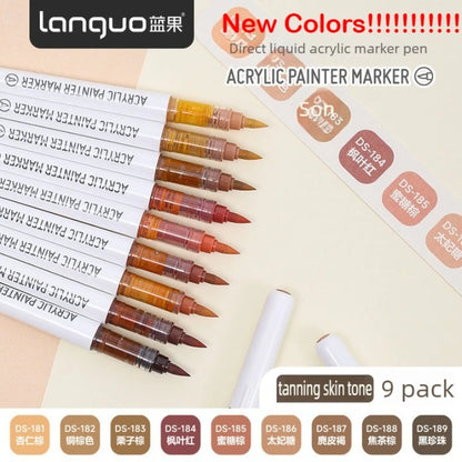 LANGUO 288/9 Colors Acrylic Marker Direct Liquid Soft Brush Paint Pen