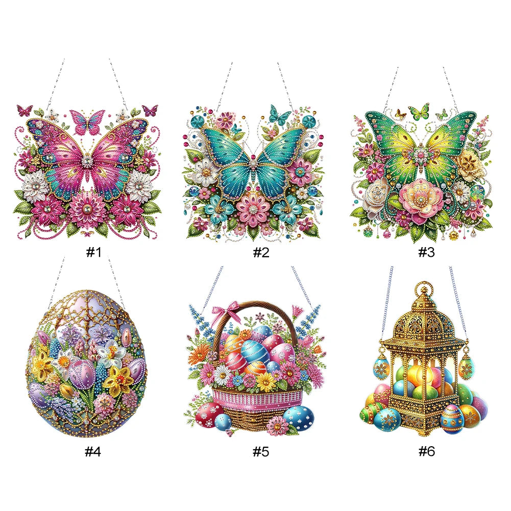 Easter Egg Basket Rhinestone Diamond Art Pendants