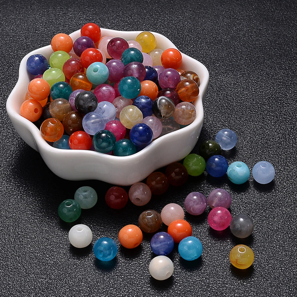 6-18mm Gradient Acrylic Beads Round Cat's Eye  Loose Spacer Beads