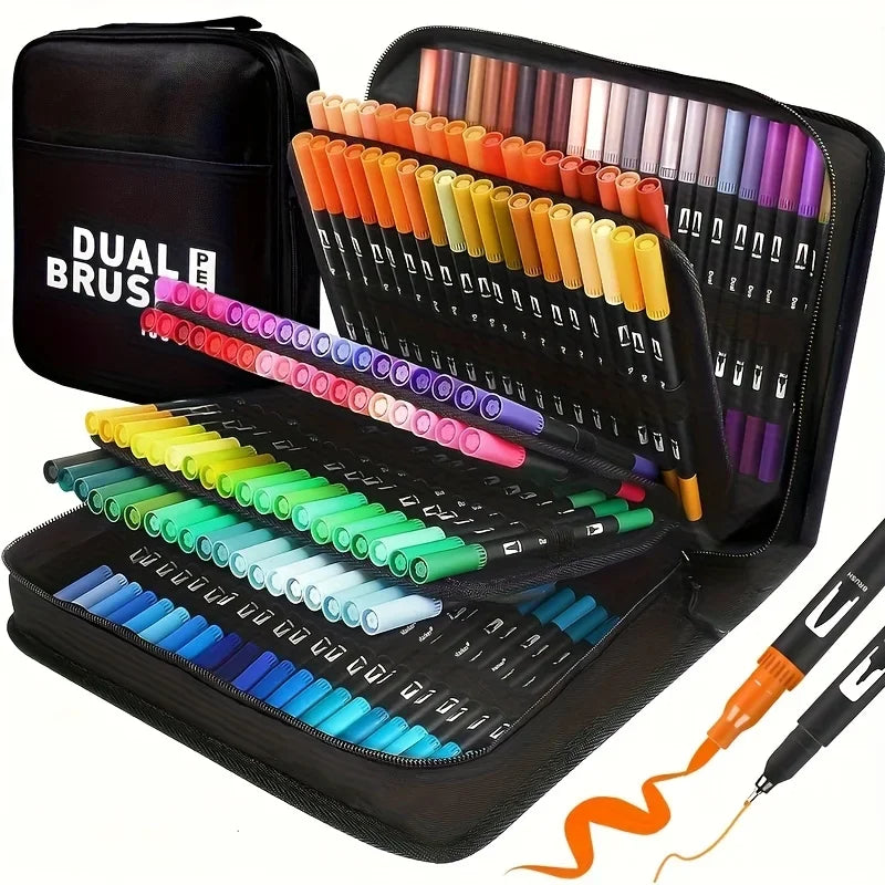 Vibrant Double-Ended Watercolor Markers – Art Set for Drawing & Crafts