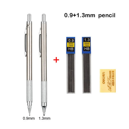 Mechanical Pencil Set 0.3 0.5 0.7 0.9 1.3 2.0mm Full Metal Art Drawing Painting Automatic Pencil