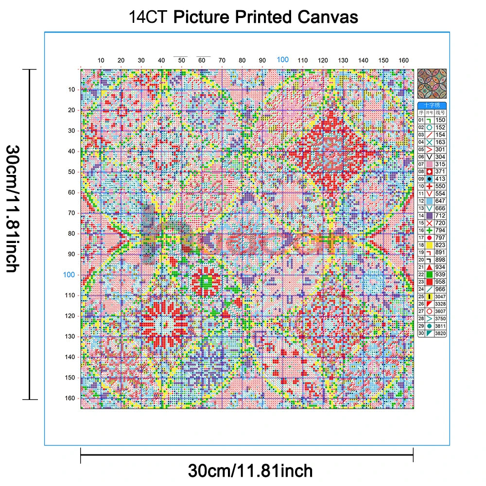 HUACAN Mandala Flower Threads Cross Stitch