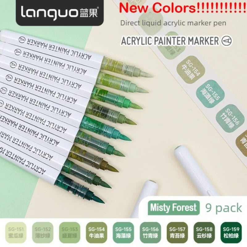 Languo 288/9 Direct Liquid Acrylic Paint Pens Brush Color Marker Pen