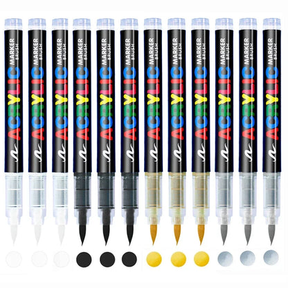 3Pcs Acrylic White Marker Brush Pens