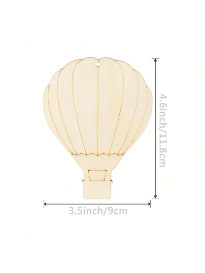 10/20/40/80pcs DIY Wooden Hot Air Balloon Crafts - with Hemp Rope