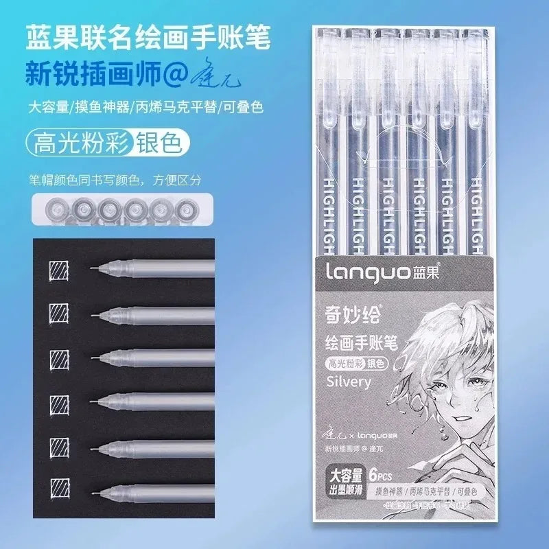 LANGUO 207/4 Colors Glitter Acrylic 0.5/1.0mm Gel Pen