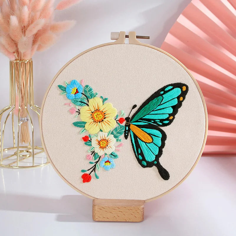 Embroidery Kit Butterfly Printed Pattern for Beginner