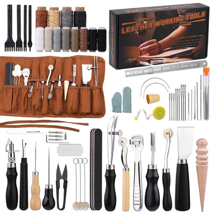 KRABALL Professional Leather Craft Tool Kit Hand Sewing Repair Kit