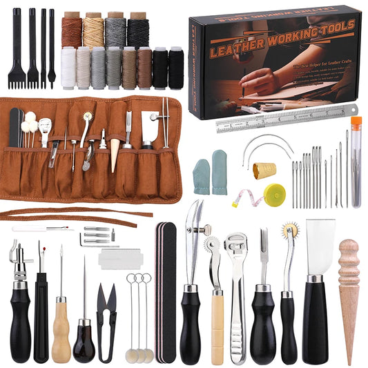 KRABALL Professional Leather Craft Tool Kit Hand Sewing Repair Kit
