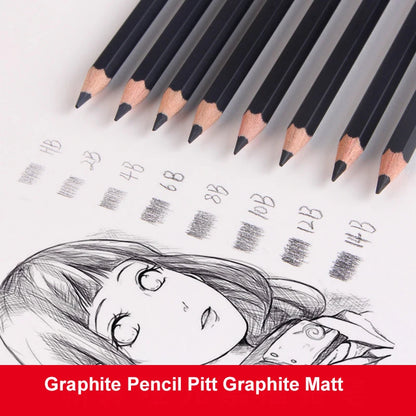 8 Pcs Faber-Castell Graphite Pitt Matt Pencil Set HB, 2B, 4B, 6B, 8B, 10B, 12B, 14B Sketching Drawing Artists’ Quality