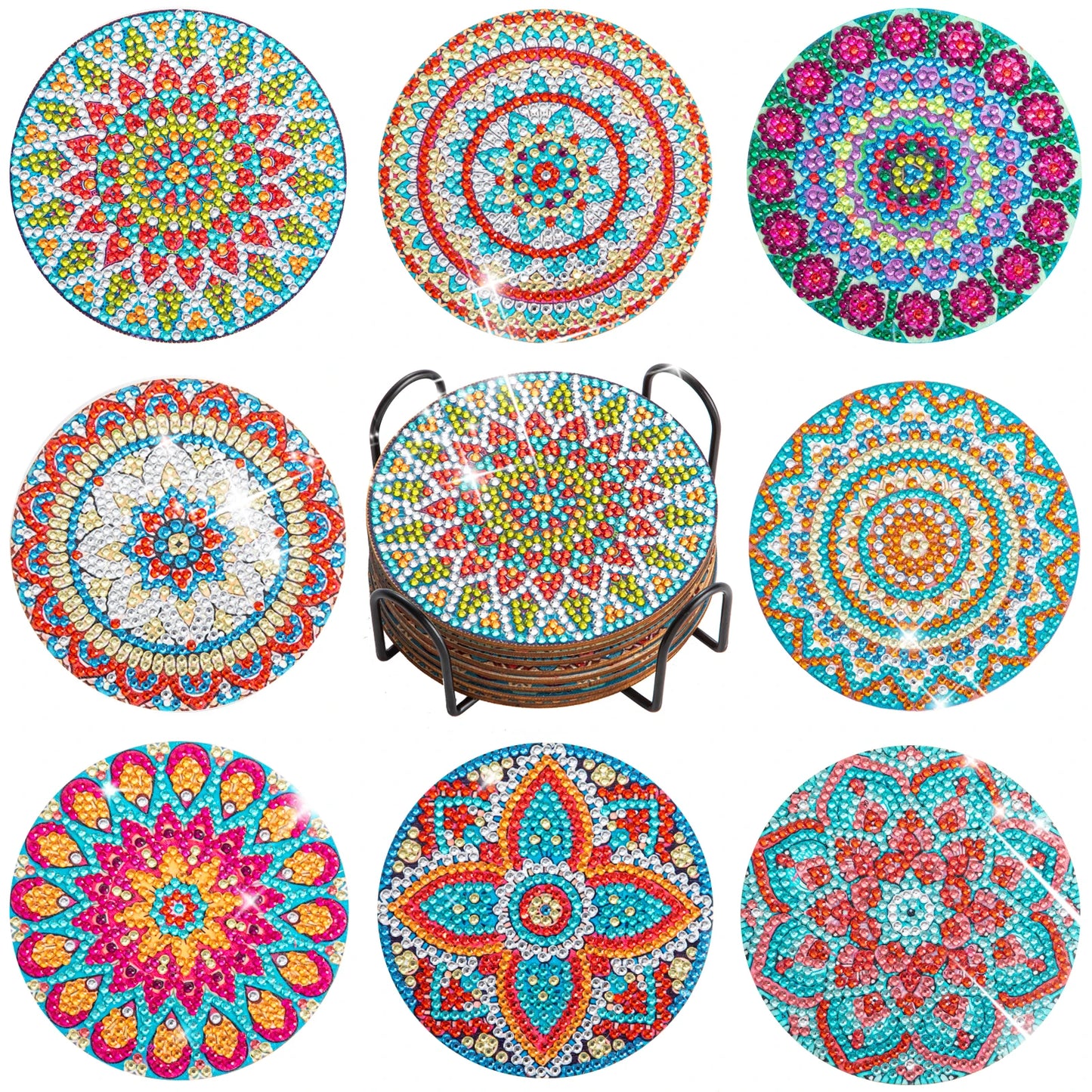 8pc/sets Mandala Diamond Painting Coasters