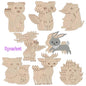 8pcs/set Unfinished Wooden Jungle Animal Cutouts