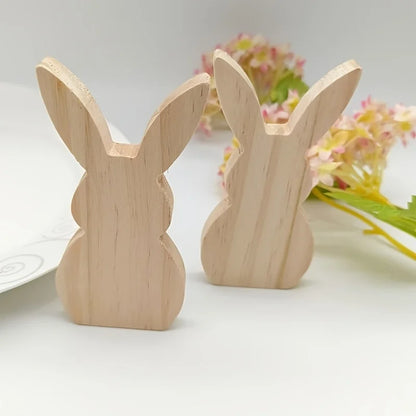 2pcs bunnies ornaments Natural wood