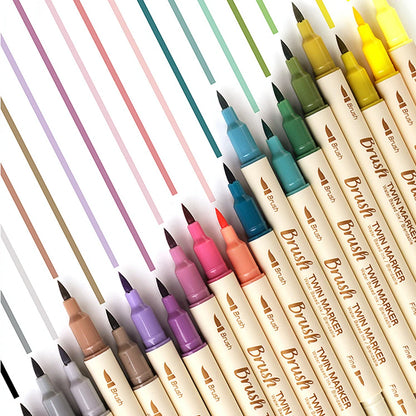 3pcs Twin Marker Pens Painting Brush Retro Color  Fine Liner Blendable Watercolor