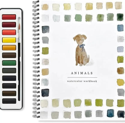 Watercolor Workbook Beginner  12 Colors Paint Set