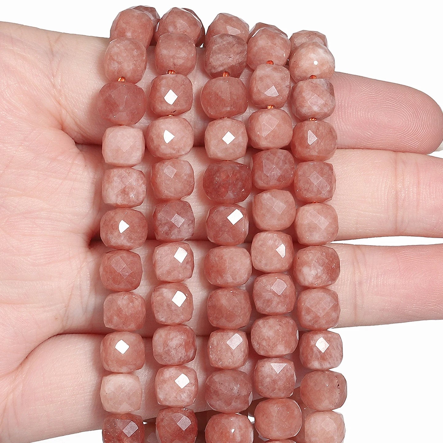 Natural Amethyst Beads 7-8mm Faceted Square Cube Geometric