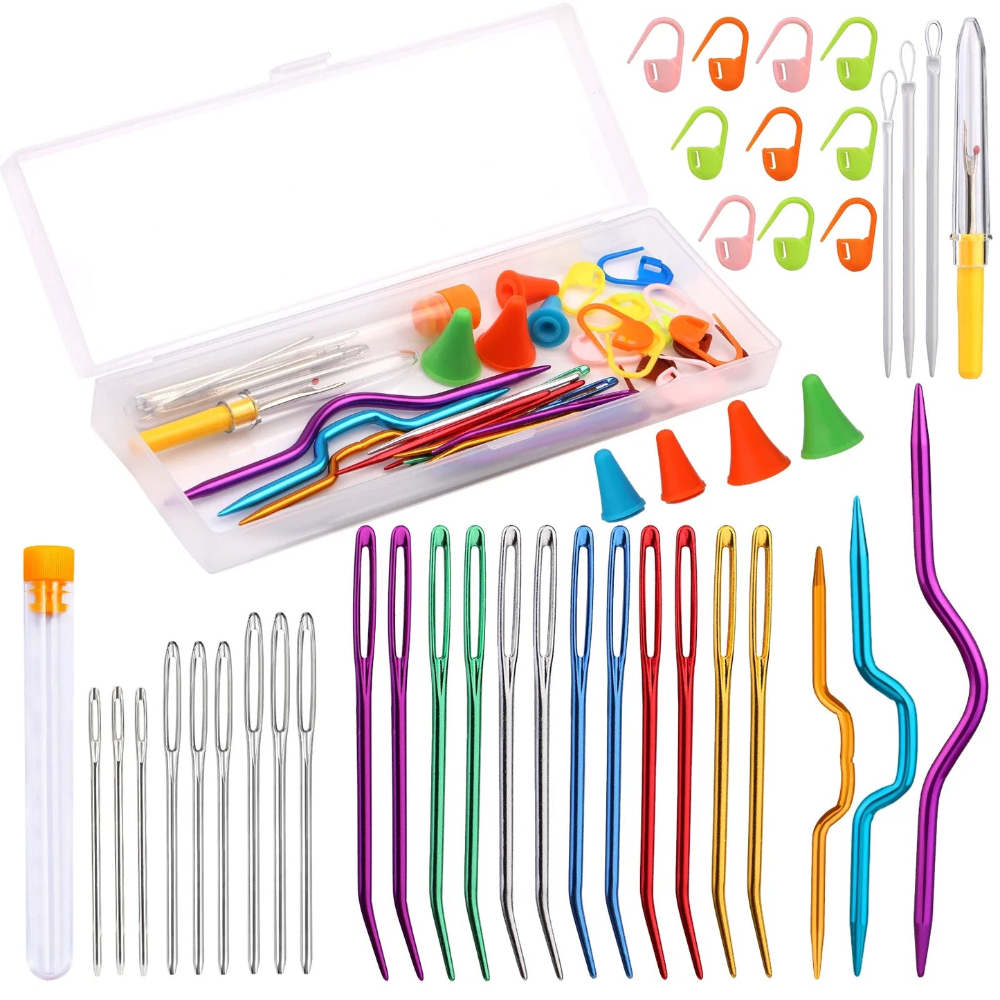 IMZAY Professional Crochet Knitting Set with Large-Eye Blunt Needle Darning Needle