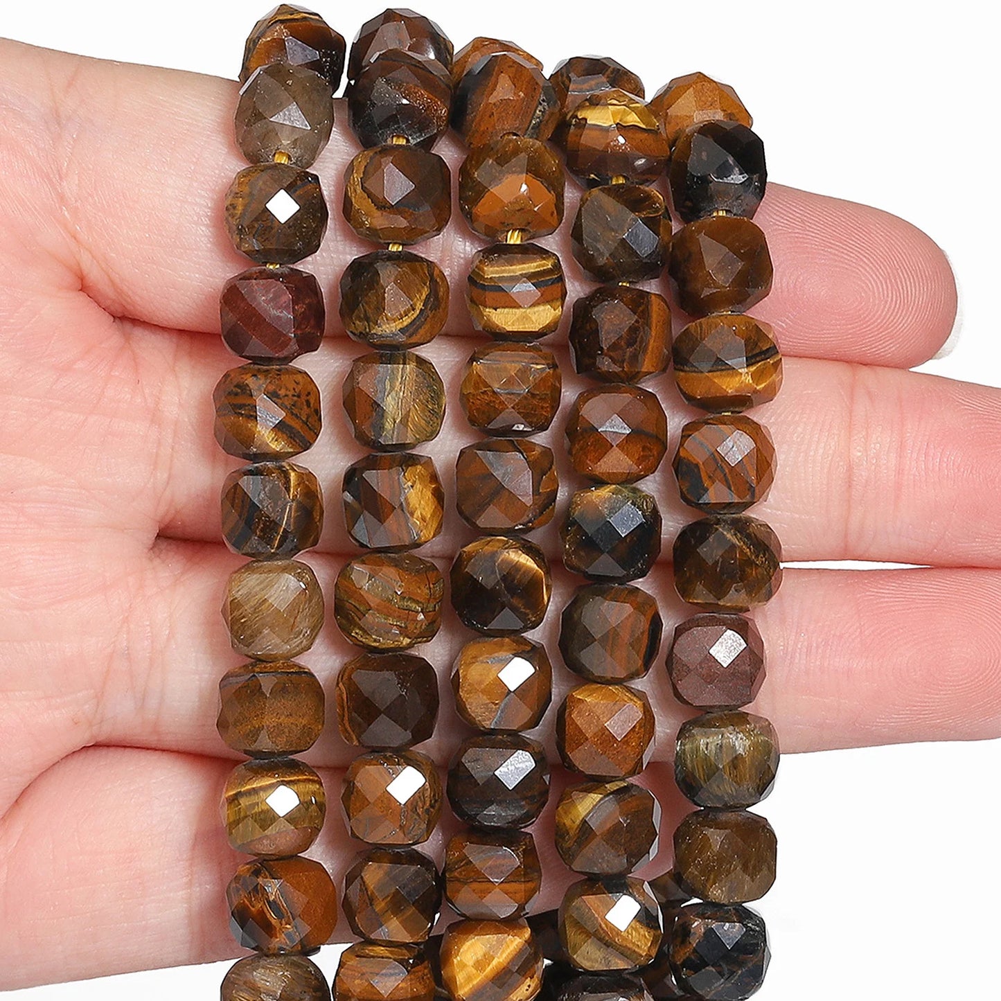 Natural Amethyst Beads 7-8mm Faceted Square Cube Geometric