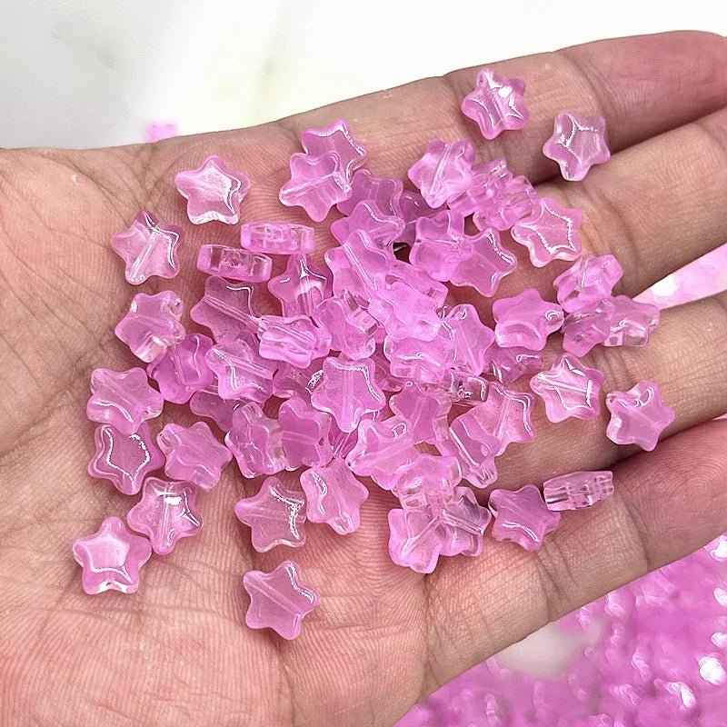 New 30pcs 8mm Five-pointed Star Matte Glass Beads Loose Spacer Beads