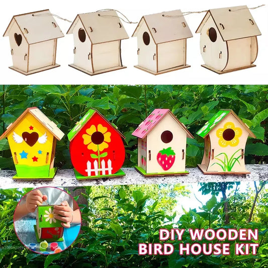 5pcs Unfinished Blank Wooden Birdhouses