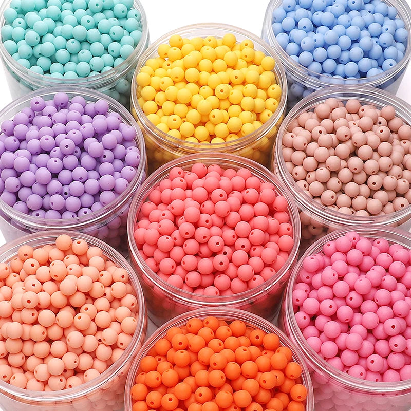 50-100pcs 8/10mm Acrylic Frosted Matte Round Beads Multi Color