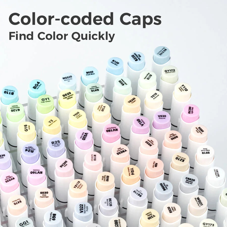 Ohuhu Honolulu New 48 Pastel Colors Marker Pen Set Alcohol