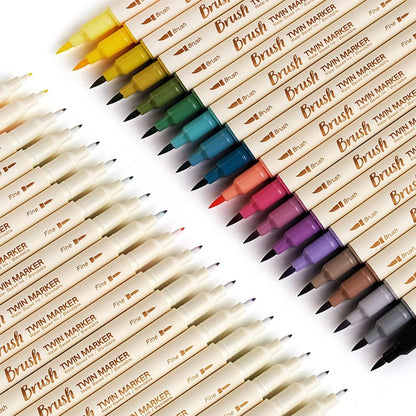 3pcs Twin Marker Pens Painting Brush Retro Color  Fine Liner Blendable Watercolor