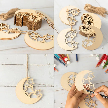 20/30pcs Hollow Wooden Moon Star