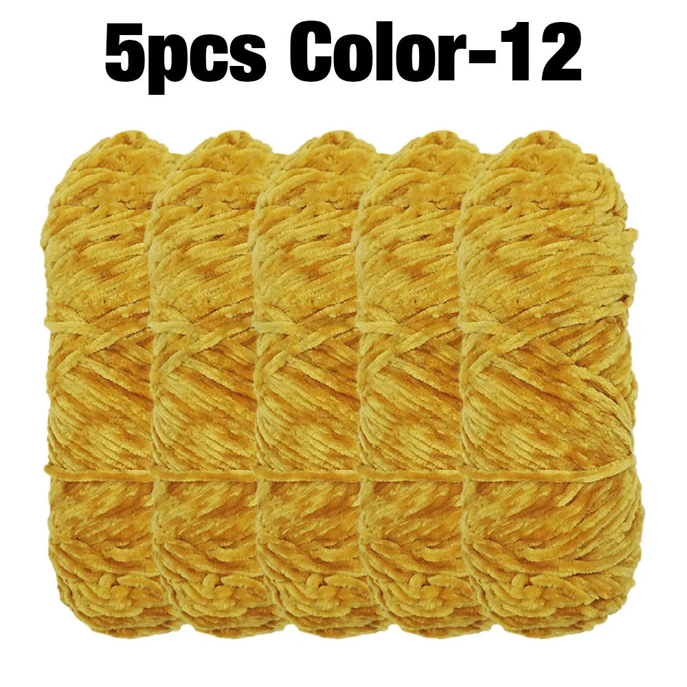 5 Rolls 100g Each Roll Premium Velvet Chenille Yarn