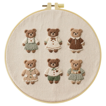 1pc 20X20CM/7.87inch Cute little bear Embroidery Starter Kit