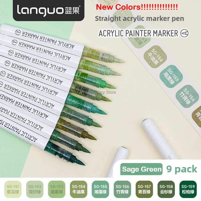 Languo 207/9 Direct Liquid Acrylic Paint Pens Brush Color Marker Pen