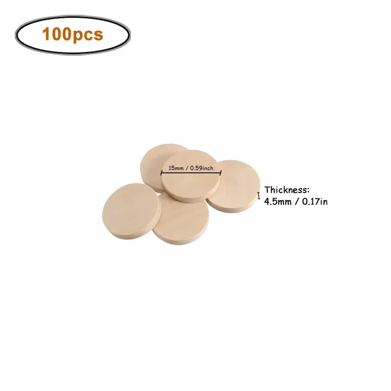 15-35mm Unfinished Smooth Round Wood Coins