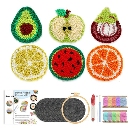 GATYZTORY 6Pcs Punch Needle Coasters Kit for Adults