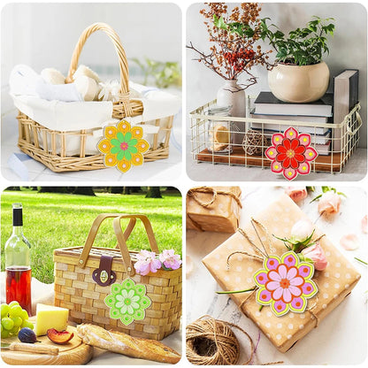 10pcs Wooden Flower Ornaments
