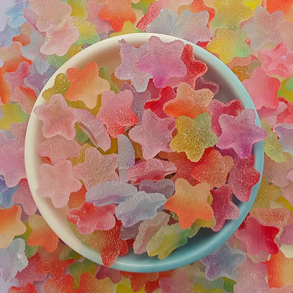 20pcs Slime Gradient Star Heart Nail Charms Mixed Candy Resin Charm Jelly Cabochon Mini Clay Polymer Slime Beads Nail Decoration