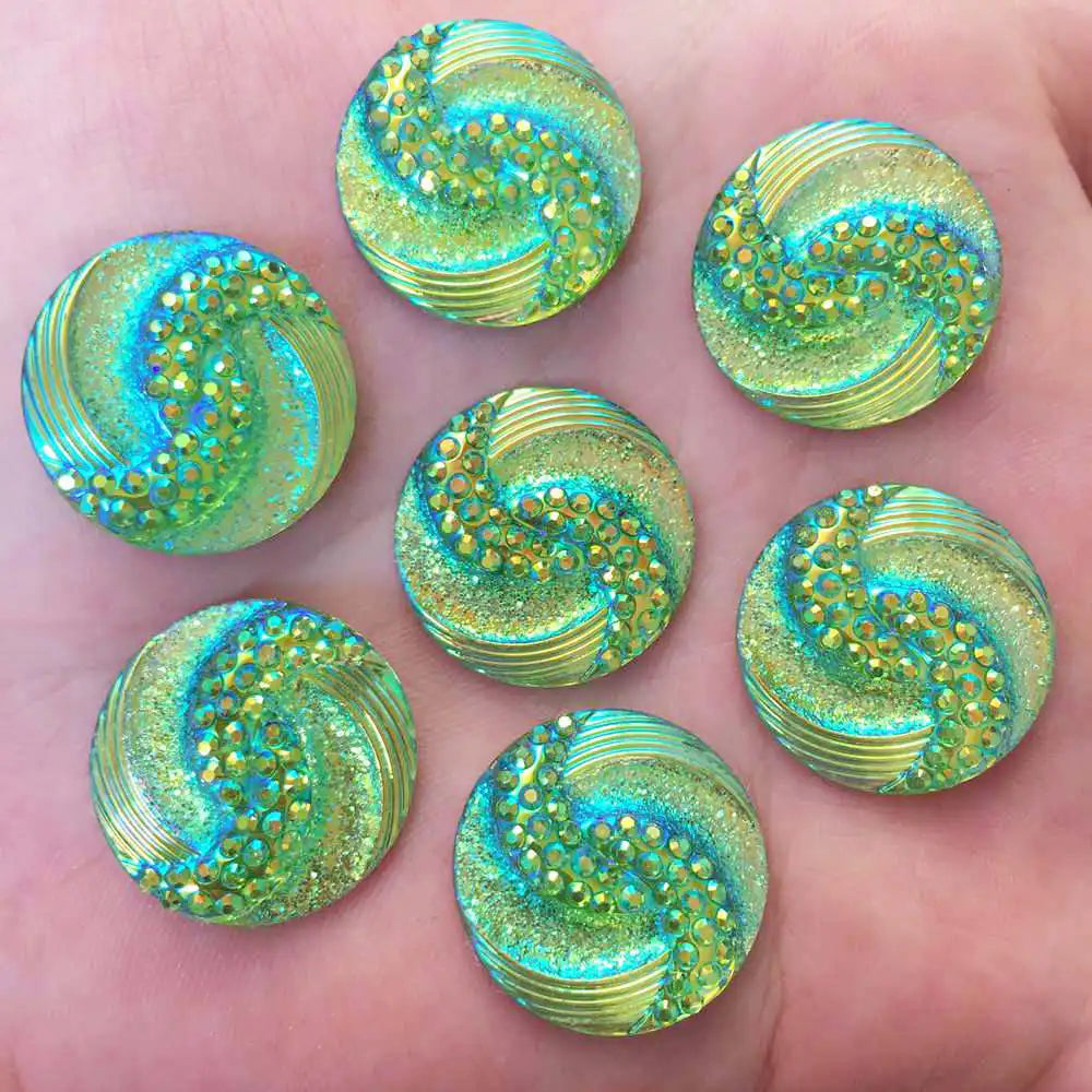 New 20pcs 20mm AB Resin Round FlatBack Rhinestone